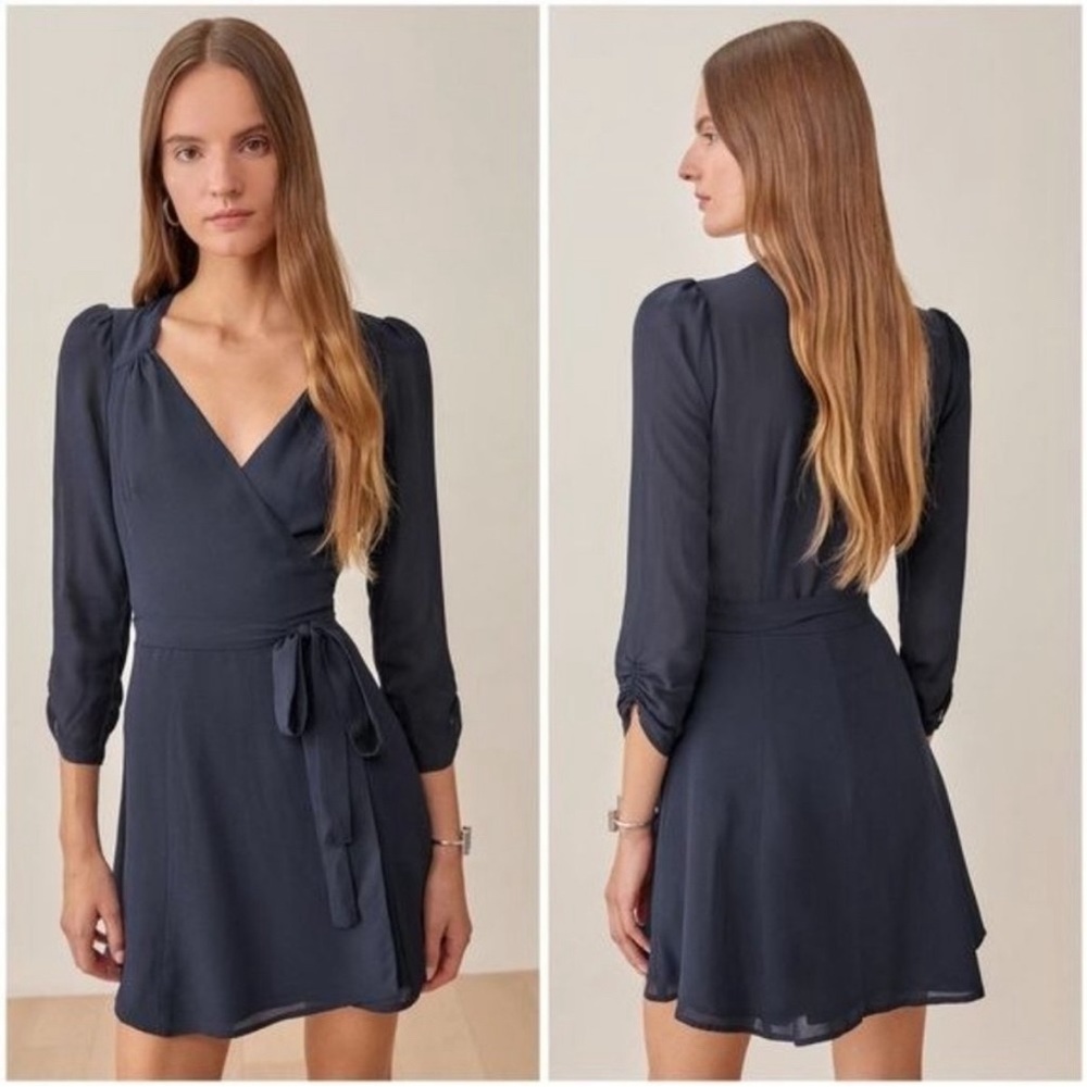 NWT Reformation Murietta Navy Wrap Dress XL